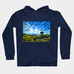 Mountain and sunshine watercolor art Hoodie